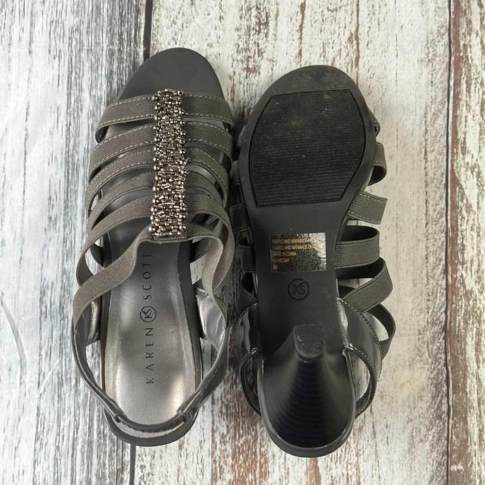 KAREN (KS) SCOTT NEEMA Gray Womens Beaded Strapped Shoe 6M